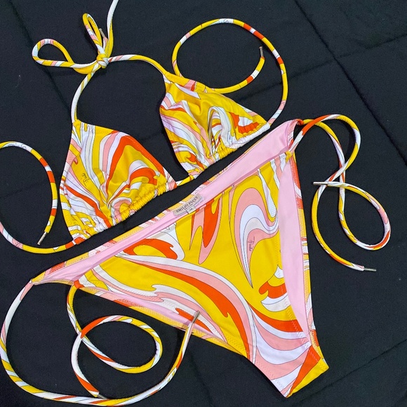 EMILIO PUCCI Women’s Reversible Triangle Bikini Bathing Suit - Picture 1 of 16